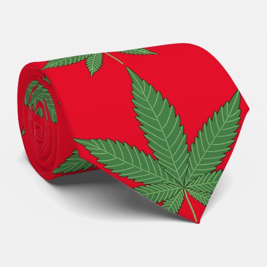 Weed Leaf Christmas Krawatte (Gerollt)
