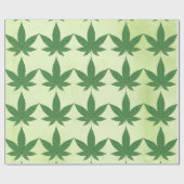 Weed Leaf Green auf hellgrünem Pergament Look Geschenkpapier (Flach)