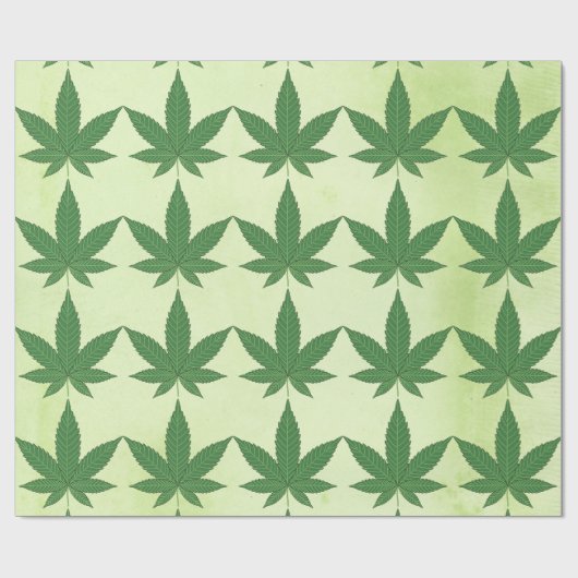 Weed Leaf Green auf hellgrünem Pergament Look Geschenkpapier (Flach)