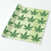 Weed Leaf Green auf hellgrünem Pergament Look Geschenkpapier (Ungerollt)