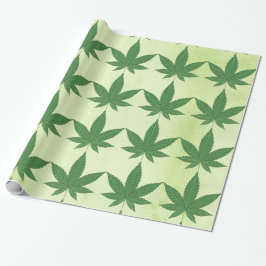Weed Leaf Green auf hellgrünem Pergament Look Geschenkpapier