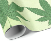 Weed Leaf Green auf hellgrünem Pergament Look Geschenkpapier (Rolleneckpunkt)