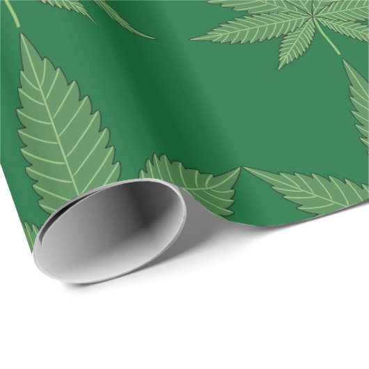 Weed Leaf Green Geschenkpapier (Rolleneckpunkt)