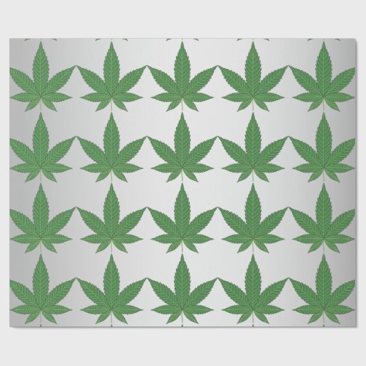 Weed Leaf on Silver Foiled Look Personalized Geschenkpapier (Flach)