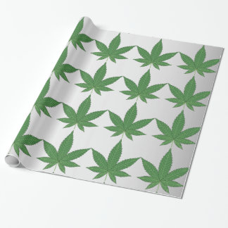 Weed Leaf on Silver Foiled Look Personalized Geschenkpapier