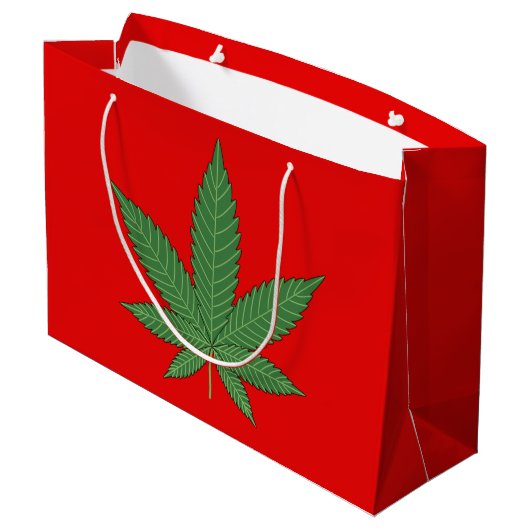 Weed Leaf Personalisiert Große Geschenktüte (Rückseite Schrägansicht)