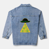 Weed Leaf Stoner Alien Abduction UFO Pot Jeansjacke (Rückseite)