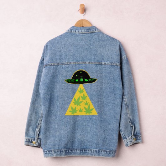 Weed Leaf Stoner Alien Abduction UFO Pot Jeansjacke (Hangar)