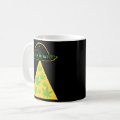 Weed Leaf Stoner Alien Abduction UFO Pot Kaffeetasse (Vorderseite Links)
