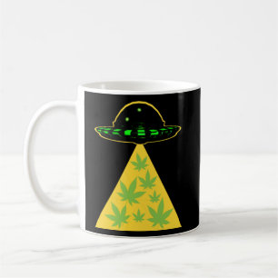 Weed Leaf Stoner Alien Abduction UFO Pot Kaffeetasse