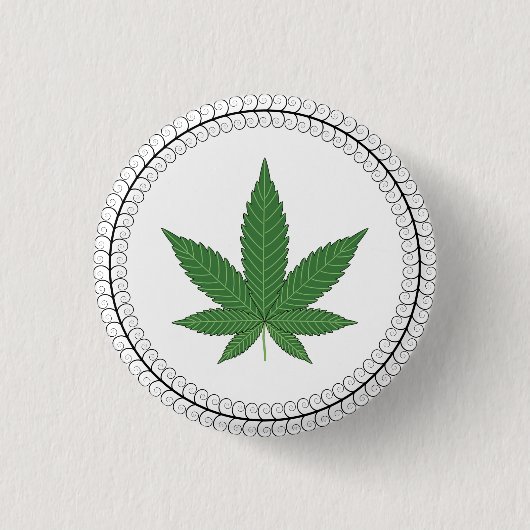 Weed Leaf Tree Swirl Trim Personalisiert Button (Vorderseite)