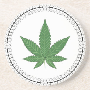 Weed Leaf Tree Swirl Trim Personalisiert Getränkeuntersetzer