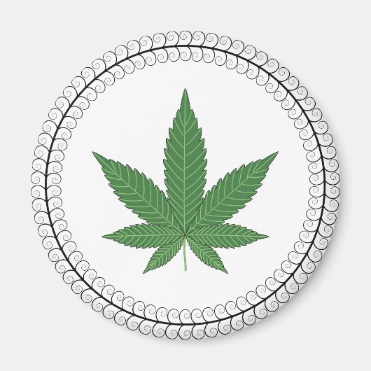 Weed Leaf Tree Swirl Trim Personalisiert Magnet (Vorne)