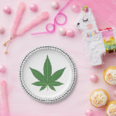 Weed Leaf Tree Swirl Trim Personalisiert Pappteller (Party)