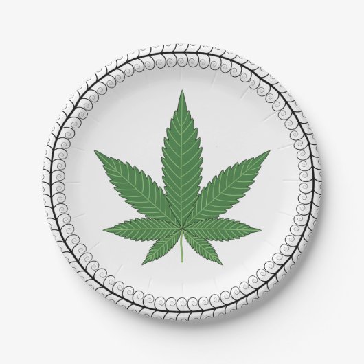 Weed Leaf Tree Swirl Trim Personalisiert Pappteller (Vorderseite)