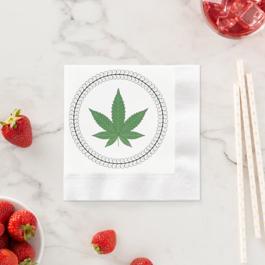 Weed Leaf Tree Swirl Trim Personalisiert Serviette (Beispiel)