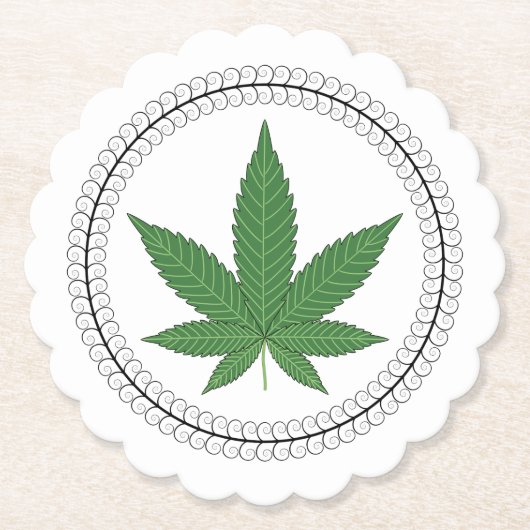 Weed Leaf Tree Swirl Trim Personalisiert Untersetzer (Vorderseite)