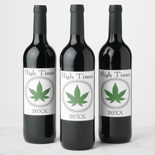 Weed Leaf Tree Swirl Trim Personalisiert Weinetikett (Flaschen)