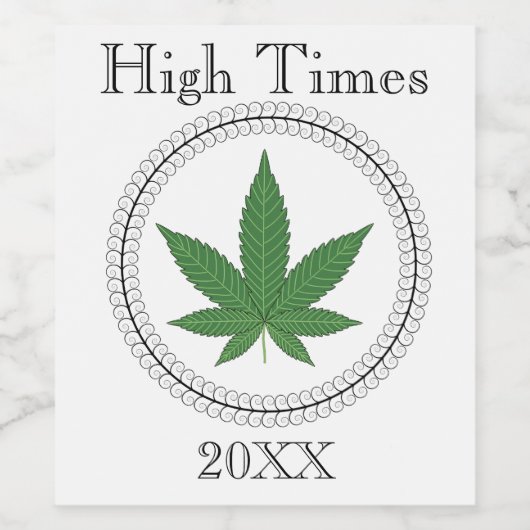 Weed Leaf Tree Swirl Trim Personalisiert Weinetikett (Einzelnes Label)