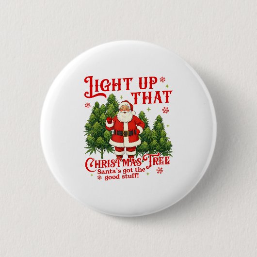 Weed Lover Smoking Light Up Christmas Tree  Button (Vorderseite)