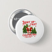 Weed Lover Smoking Light Up Christmas Tree Button (Vorne & Hinten)