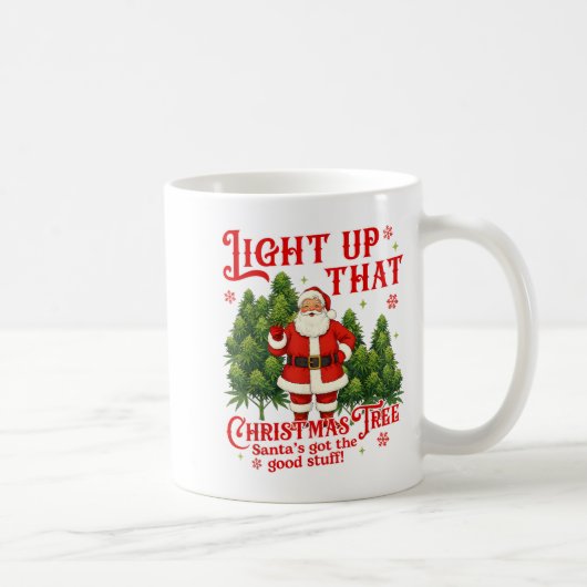 Weed Lover Smoking Light Up Christmas Tree  Kaffeetasse (Rechts)