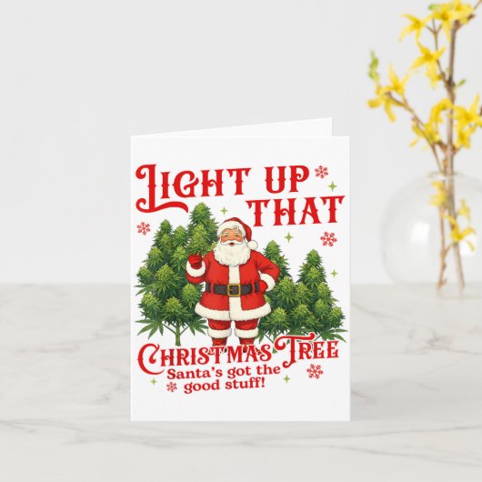 Weed Lover Smoking Light Up Christmas Tree  Karte (Gelbe Blume)