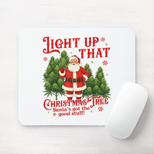 Weed Lover Smoking Light Up Christmas Tree Mousepad (Mit Mouse)