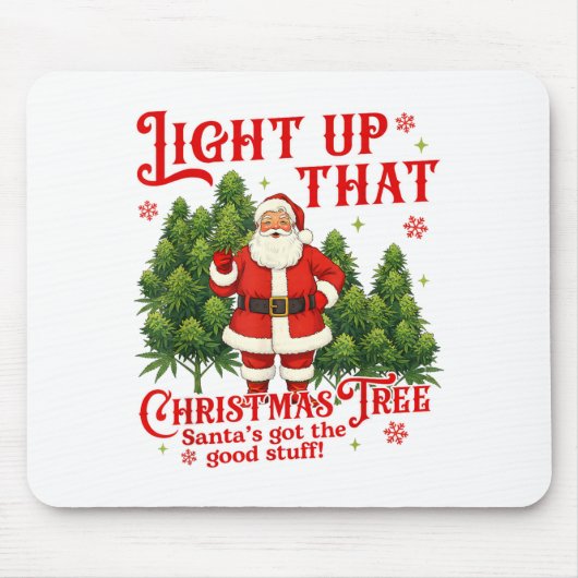 Weed Lover Smoking Light Up Christmas Tree Mousepad (Vorne)