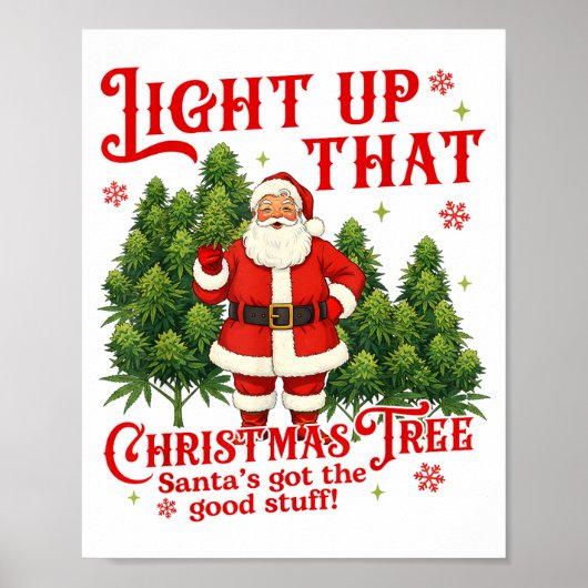 Weed Lover Smoking Light Up Christmas Tree Poster (Vorne)