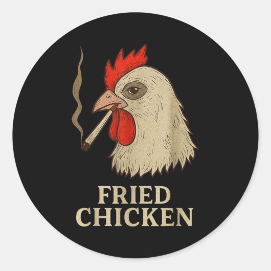 Weed Meme Funny Fried Chicken Smoking Runder Aufkleber (Vorderseite)