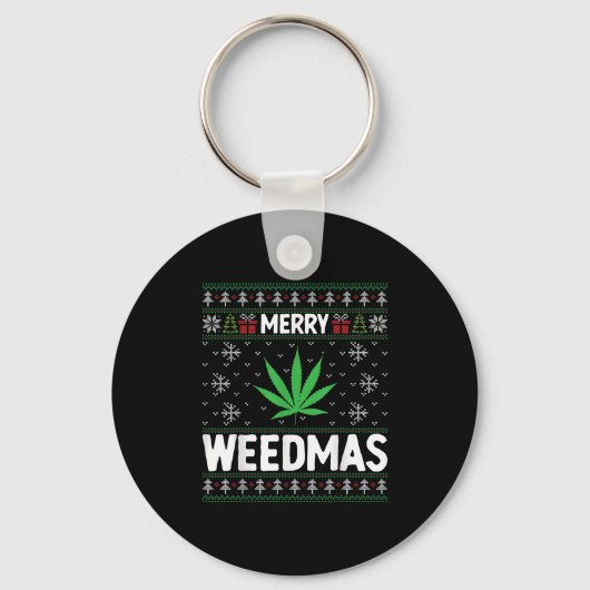 Weed Merry Weedmas Xmas Smoking  Schlüsselanhänger (Vorderseite)