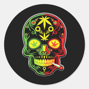 Weed Skull Stoner Mexican Cinco De Mayo Runder Aufkleber