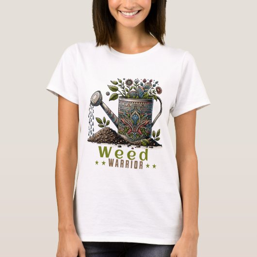 Weed Warrior White Garening Weißer T - Shirt (Vorderseite)
