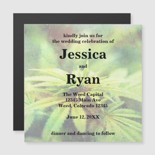 Weed Wedding Invite Magneteinladung (Vorne/Hinten)