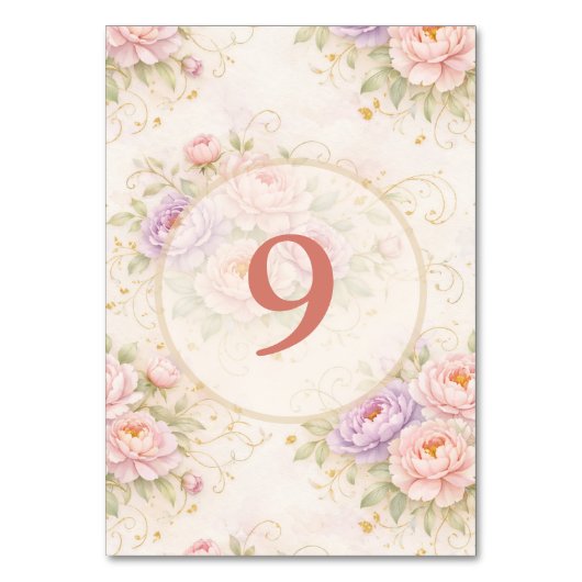 Weeding floral table number tischnummer (Rückseite)