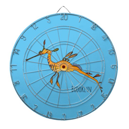 Weedy seadragon Cartoon Illustration Dartscheibe (vorne)