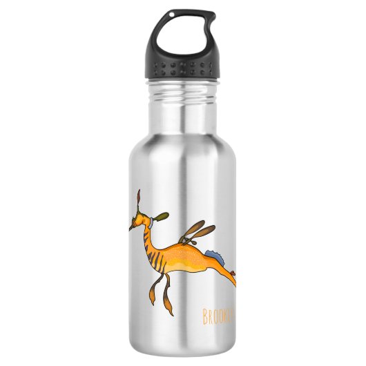 Weedy seadragon Cartoon Illustration Edelstahlflasche (Vorderseite)
