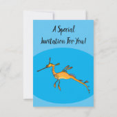 Weedy seadragon Cartoon Illustration Einladung (Rückseite)