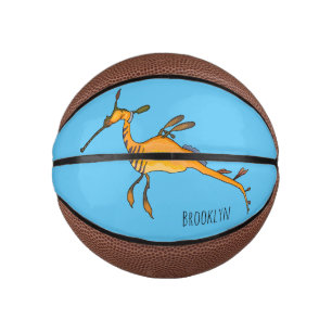 Weedy seadragon Cartoon Illustration Mini Basketball