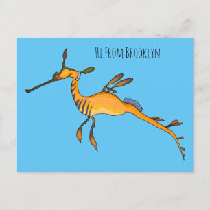 Weedy seadragon Cartoon Illustration Postkarte