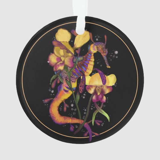 Weedy Seadragon mit Orchideen Ornament (Rückseite)