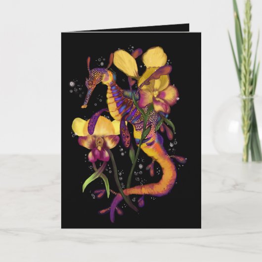 Weedy Seadragon mit Orchids Danke Karte (Vorderseite)