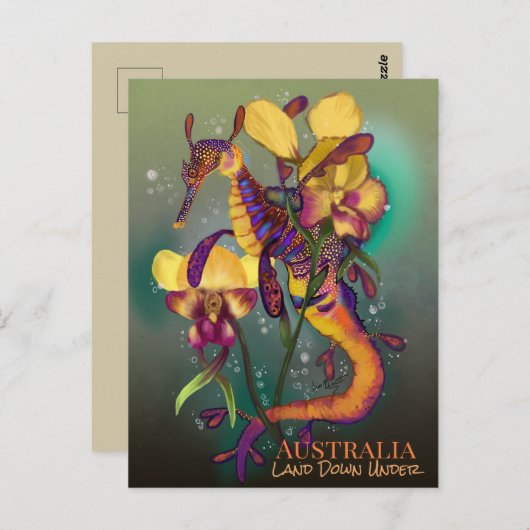 Weedy Seadragon mit Orchids Postkarte (Vorne/Hinten)