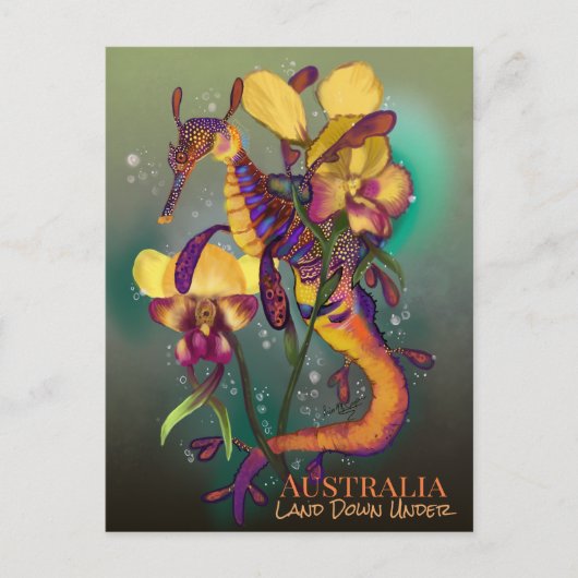 Weedy Seadragon mit Orchids Postkarte (Vorderseite)