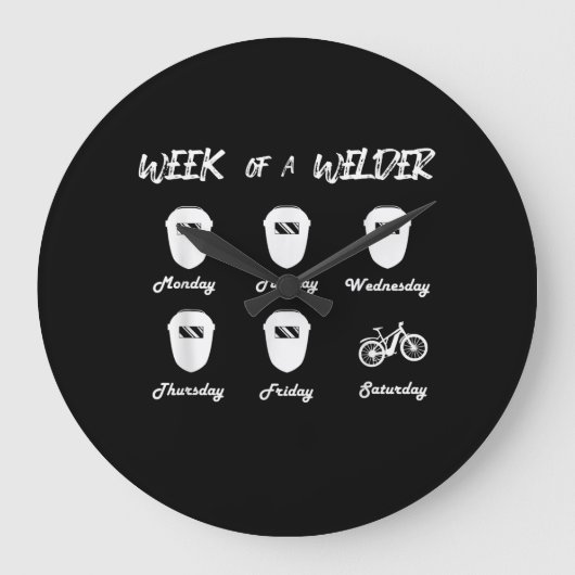 Week of a Bicycle Welder Cycling Locksmith Welding Große Wanduhr (Vorderseite)
