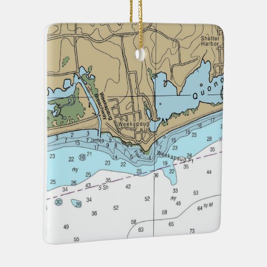 Weekapaug RI Chart Keramikornament (Rechts)