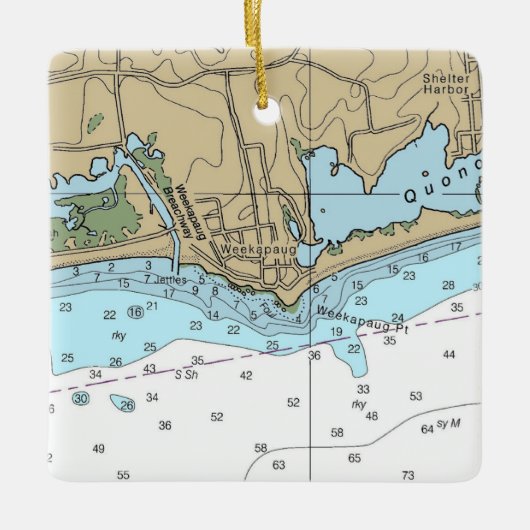 Weekapaug RI Chart Keramikornament (Vorderseite)