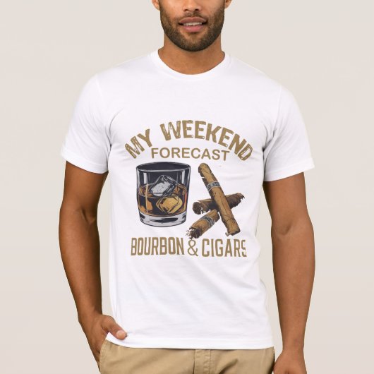 "Weekend Bourbon and Cigar Forecast Graphic T-Shir T-Shirt (Vorderseite)