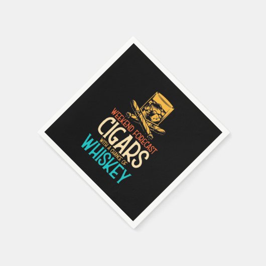 Weekend Cigars With A Chance Of Whiskey Serviette (Ecke)